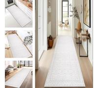SUCERU Runner Rug for Hallway Extra Long Hallway Non Slip Area Rug 50X100CM Grey White Kitchen Carpet Runner Washable Indoor Entryway Floor Mats Runners for Living Room Bedroom Hallway Stair Doorway