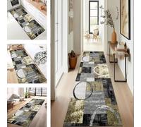 SUCERU Runner Rug for Hallway Extra Long Hallway Non Slip Area Rug 60X300CM Gold White Kitchen Carpet Runner Washable Indoor Entryway Floor Mats Runners for Living Room Bedroom Hallway Stair Doorway