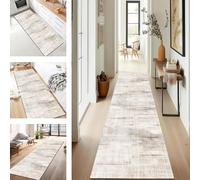 SUCERU Runner Rug for Hallway Extra Long Non Slip Area Rug 60X500CM Grey White Kitchen Carpet Runner Washable Indoor Entryway Floor Mats Runners for Living Room Bedroom Hallway Stair Doorway