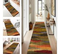 SUCERU Runner Rug for Hallway Non-Slip Polyester Doormat 80X350CM Green Red Kitchen Carpet Runner Washable Indoor Entryway Floor Mats Kitchen Living Room Bedroom Hallway Stair Doorway Customizable