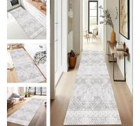 SUCERU Runner Rugs for Hallway 60X150CM Abstract Grey White Long Hallway Runner Kitchen Anti-fouling Floor Mat Non Slip Washable Carpet Entryway Living Room Bedroom Laundry Room Stair Runner Rug