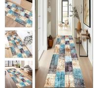 SUCERU Runner Rugs for Hallway 70X200CM Blue Brown Grey Long Hallway Runner Kitchen Anti-fouling Floor Mat Non Slip Washable Carpet Entryway Living Room Bedroom Laundry Room Stair Runner Rug