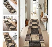 SUCERU Runner Rugs for Hallway 70X500CM Geometric Brown Black Long Hallway Runner Kitchen Anti-fouling Floor Mat Non Slip Washable Carpet Entryway Living Room Bedroom Laundry Room Stair Runner Rug