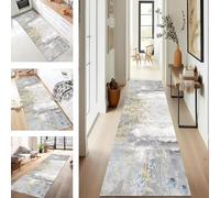 SUCERU Runner Rugs for Hallway 80X350CM Abstract Grey Beige Long Hallway Runner Kitchen Anti-fouling Floor Mat Non Slip Washable Carpet Entryway Living Room Bedroom Laundry Room Stair Runner Rug