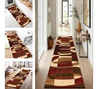 SUCERU Runner Rugs for Hallway Non Slip Rug Mat 80X300CM Modern Design Carpet Runner for Hallways Washable Red Brown Area Rugs Living Room Bedroom Kitchen Floor Mat By Meter Indoor Entryway Door Mats