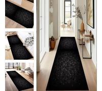 SUCERU Runner Rugs Non-Slip Washable Carpet Runners for Hallway Black Abstract Antifouling Indoor Entryway Mats 60X200CM Polyester Area Carpets Living Room Bedroom Kitchen Floor Mat Doormat