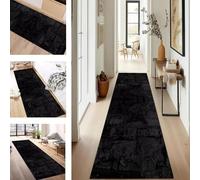 SUCERU Runner Rugs Non-Slip Washable Carpet Runners for Hallway Black Abstract Antifouling Indoor Entryway Mats 50X100CM Polyester Area Carpets Living Room Bedroom Kitchen Floor Mat Doormat