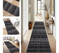 SUCERU Runner Rugs Non-Slip Washable Carpet Runners for Hallway Black Dark Grey Antifouling Indoor Entryway Mats 100X200CM Polyester Area Carpets Living Room Bedroom Kitchen Floor Mat Doormat