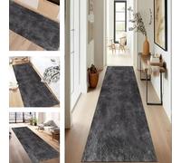 SUCERU Runner Rugs Non-Slip Washable Carpet Runners for Hallway Black Gray Abstract Antifouling Indoor Entryway Mats 50X200CM Polyester Area Carpets Living Room Bedroom Kitchen Floor Mat Doormat
