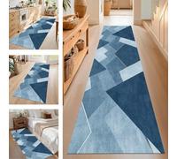 SUCERU Runner Rugs Non-Slip Washable Carpet Runners for Hallway Blue Antifouling Indoor Entryway Mats 50X400CM Polyester Area Carpets Living Room Bedroom Kitchen Floor Mat Doormat