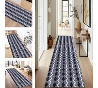 SUCERU Runner Rugs Non-Slip Washable Carpet Runners for Hallway Blue Black Grey Antifouling Indoor Entryway Mats 120X350CM Polyester Area Carpets Living Room Bedroom Kitchen Floor Mat Doormat