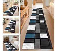 SUCERU Runner Rugs Non-Slip Washable Carpet Runners for Hallway Blue Black Grey Antifouling Indoor Entryway Mats 80X400CM Polyester Area Carpets Living Room Bedroom Kitchen Floor Mat Doormat