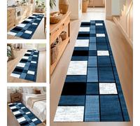 SUCERU Runner Rugs Non-Slip Washable Carpet Runners for Hallway Blue Black White Antifouling Indoor Entryway Mats 40X90CM Polyester Area Carpets Living Room Bedroom Kitchen Floor Mat Doormat