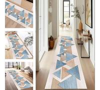SUCERU Runner Rugs Non-Slip Washable Carpet Runners for Hallway Blue Brown Beige Antifouling Indoor Entryway Mats 120X300CM Polyester Area Carpets Living Room Bedroom Kitchen Floor Mat Doormat