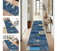 SUCERU Runner Rugs Non-Slip Washable Carpet Runners for Hallway Blue Green Antifouling Indoor Entryway Mats 50X350CM Polyester Area Carpets Living Room Bedroom Kitchen Floor Mat Doormat