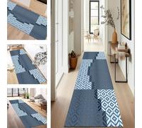 SUCERU Runner Rugs Non-Slip Washable Carpet Runners for Hallway Blue Grey Black Antifouling Indoor Entryway Mats 70X240CM Polyester Area Carpets Living Room Bedroom Kitchen Floor Mat Doormat