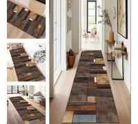 SUCERU Runner Rugs Non-Slip Washable Carpet Runners for Hallway Brown Blue Grey Antifouling Indoor Entryway Mats 100X120CM Polyester Area Carpets Living Room Bedroom Kitchen Floor Mat Doormat