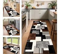 SUCERU Runner Rugs Non-Slip Washable Carpet Runners for Hallway Brown Grey Black Geometric Indoor Entryway Mats 120X300CM Carpets Living Room Bedroom Kitchen Floor Mat Doormat