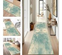 SUCERU Runner Rugs Non-Slip Washable Carpet Runners for Hallway Cyan Abstract Antifouling Indoor Entryway Mats 40X90CM Polyester Area Carpets Living Room Bedroom Kitchen Floor Mat Doormat