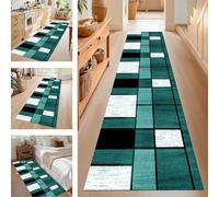 SUCERU Runner Rugs Non-Slip Washable Carpet Runners for Hallway Cyan Black White Antifouling Indoor Entryway Mats 40X60CM Polyester Area Carpets Living Room Bedroom Kitchen Floor Mat Doormat