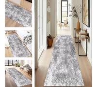 SUCERU Runner Rugs Non-Slip Washable Carpet Runners for Hallway Gray Abstract Antifouling Indoor Entryway Mats 80X450CM Polyester Area Carpets Living Room Bedroom Kitchen Floor Mat Doormat
