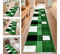 SUCERU Runner Rugs Non-Slip Washable Carpet Runners for Hallway Green Black White Antifouling Indoor Entryway Mats 90X500CM Polyester Area Carpets Living Room Bedroom Kitchen Floor Mat Doormat