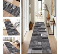 SUCERU Runner Rugs Non-Slip Washable Carpet Runners for Hallway Grey Black Antifouling Indoor Entryway Mats 100X180CM Polyester Area Carpets Living Room Bedroom Kitchen Floor Mat Doormat