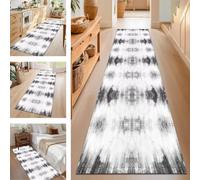 SUCERU Runner Rugs Non-Slip Washable Carpet Runners for Hallway Light Grey Black Indoor Entryway Mats 60X150CM Area Carpets Living Room Bedroom Kitchen Floor Mat Doormat