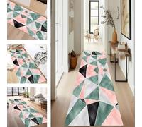 SUCERU Runner Rugs Non-Slip Washable Carpet Runners for Hallway Light Red Green Antifouling Indoor Entryway Mats 70X150CM Polyester Area Carpets Living Room Bedroom Kitchen Floor Mat Doormat