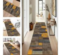 SUCERU Runner Rugs Non-Slip Washable Carpet Runners for Hallway Orange Grey Antifouling Indoor Entryway Mats 60X120CM Polyester Area Carpets Living Room Bedroom Kitchen Floor Mat Doormat