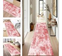 SUCERU Runner Rugs Non-Slip Washable Carpet Runners for Hallway Red Abstract Antifouling Indoor Entryway Mats 40X300CM Polyester Area Carpets Living Room Bedroom Kitchen Floor Mat Doormat