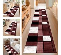 SUCERU Runner Rugs Non-Slip Washable Carpet Runners for Hallway Red Black White Antifouling Indoor Entryway Mats 40X400CM Polyester Area Carpets Living Room Bedroom Kitchen Floor Mat Doormat