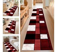 SUCERU Runner Rugs Non-Slip Washable Carpet Runners for Hallway Red Black White Antifouling Indoor Entryway Mats 100X200CM Polyester Area Carpets Living Room Bedroom Kitchen Floor Mat Doormat