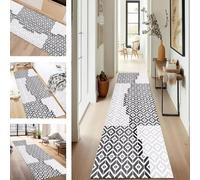 SUCERU Runner Rugs Non-Slip Washable Carpet Runners for Hallway White Grey Black Antifouling Indoor Entryway Mats 100X100CM Polyester Area Carpets Living Room Bedroom Kitchen Floor Mat Doormat