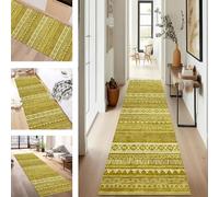 SUCERU Runner Rugs Non-Slip Washable Carpet Runners for Hallway Yellowgreen Antifouling Indoor Entryway Mats 40X400CM Polyester Area Carpets Living Room Bedroom Kitchen Floor Mat Doormat