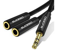 SUCESO 3.5mm Headphone Splitter 3.5mm Male to 2 Dual 3.5mm Female Earphone Jack Adapter Headset Splitter Stereo Audio Y Splitter Compatible with iPhone Samsung PS4 Switch Tablets PC Laptop MP3-35cm