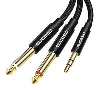 SUCESO 3.5mm to Dual 6.35mm Audio Cable 1/4" Male to 1/8" Male Stereo 2M | TS Jack Mono Y Splitter Nylon Braided Digital Interface Cable Instrument Cable for Mixer Guitar Recorder Amplifier Laptop