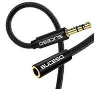 SUCESO Headphone Extension Cable Aux Stereo Jack Lead 3.5mm Audio Cable 2M | Male to Female Earphone Extender Cord Compatible With Laptop PC iPhone iPad Tablet Headset TV PS4 Speaker Smartphone-Black