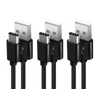 SUCESO USB C Cable [3Pack 1M+2M+2M] USB A to USB Type C Fast Charger USB C Charging Cable Braided Compatible for Samsung Galaxy S24 S23 S22 S21 S20 S10 S9 Note 10 9 8, Huawei, Pixel, Switch, PS5-Black