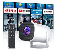 Sucetiho Mini Projector with WiFi and Bluetooth, Portable Outdoor Movie Projector Supports 4K/8K with Android System, Smart Proyector for Home Theater, Business Presentation, Gmaing