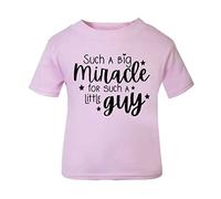Such a Big Miracle for Such a Little Guy Statement [BBY5] Short Sleeve Cotton Toddler t Shirt, 3-4 Years, Pastel Pink
