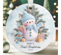 SUCHAGIFT Babys First Christmas Ornament 2025 Boy - Baby First Christmas Ornaments 2025, Babys Girls 1st Xmas Ornaments - 1st Xmas Baby Gifts for Girl, Boy - Ceramic Ornament
