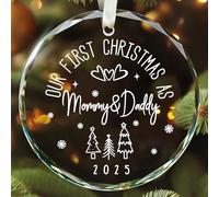 SUCHAGIFT Family Christmas Ornaments 2025 - Our First Christmas As Mommy and Daddy Ornament - New Mom and Dad Gifts First Time 2025 - Baby First Christmas Ornaments - Glass Family Ornament 2025