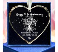 SUCHAGIFT Gifts for 40th Wedding Anniversary - 40th Wedding Anniversary Ornament, 40 Marriage Ornament - 40 Anniversay Married Gifts - 40 Marriage Gift for Parents, Couple - Glass Ornaments
