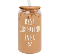SUCHAGIFT Gifts for Girlfriend - Girlfriend Gifts for Women - Anniversary, Valentines, Birthday Cup for Her - Romantic Love Glass for Her - 16 Oz Can Glass with Lid, Straw & Brush