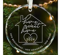 SUCHAGIFT New Home Ornament 2024 - Housewarming Gift for New Homeowners - Glass First Christmas in New Home Decoration - Hanging Ornament
