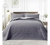 SUCHBED California King Bedspread Set Oversized King Bedspreads 128x120 inches Cal King Quilt Bedding Set Extra Wide King Quilt Paisley Quilt Grey Coverlet Sets with Shams