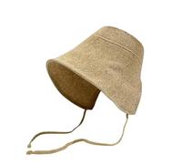SuChengSS Bucket Hat Linen Grass Woven Sun Hat for Women Spring Summer Lace Up Big Brim Bucket Hat Outdoor Sunscreen Fisherman Cap-A