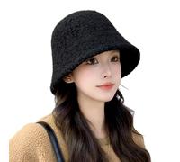 SuChengSS Winter Bucket Hat Autumn and Winter Hats, Bucket Hats for Women, Windproof and Warm Hats-Black