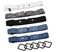 suchkawe 5 Pcs No Buckle Elastic Belts for Women Mens Invisible Stretch Waist Belt with 2 Buckle Adjustable Jeans Pants Dress Stretch Waist Belt 23.6-31.4 Inches